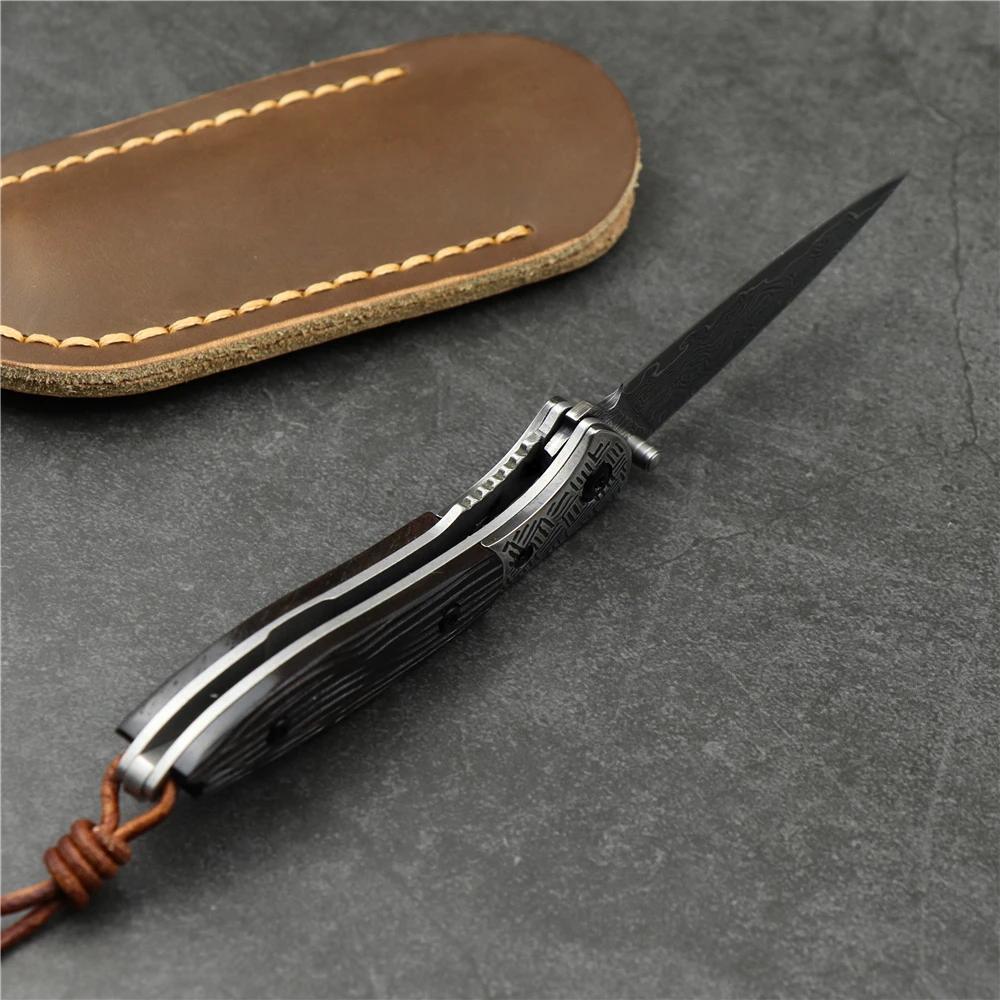 Складной нож Vg10 из кованой дамасской стали для кемпинга с твердостью по высоте