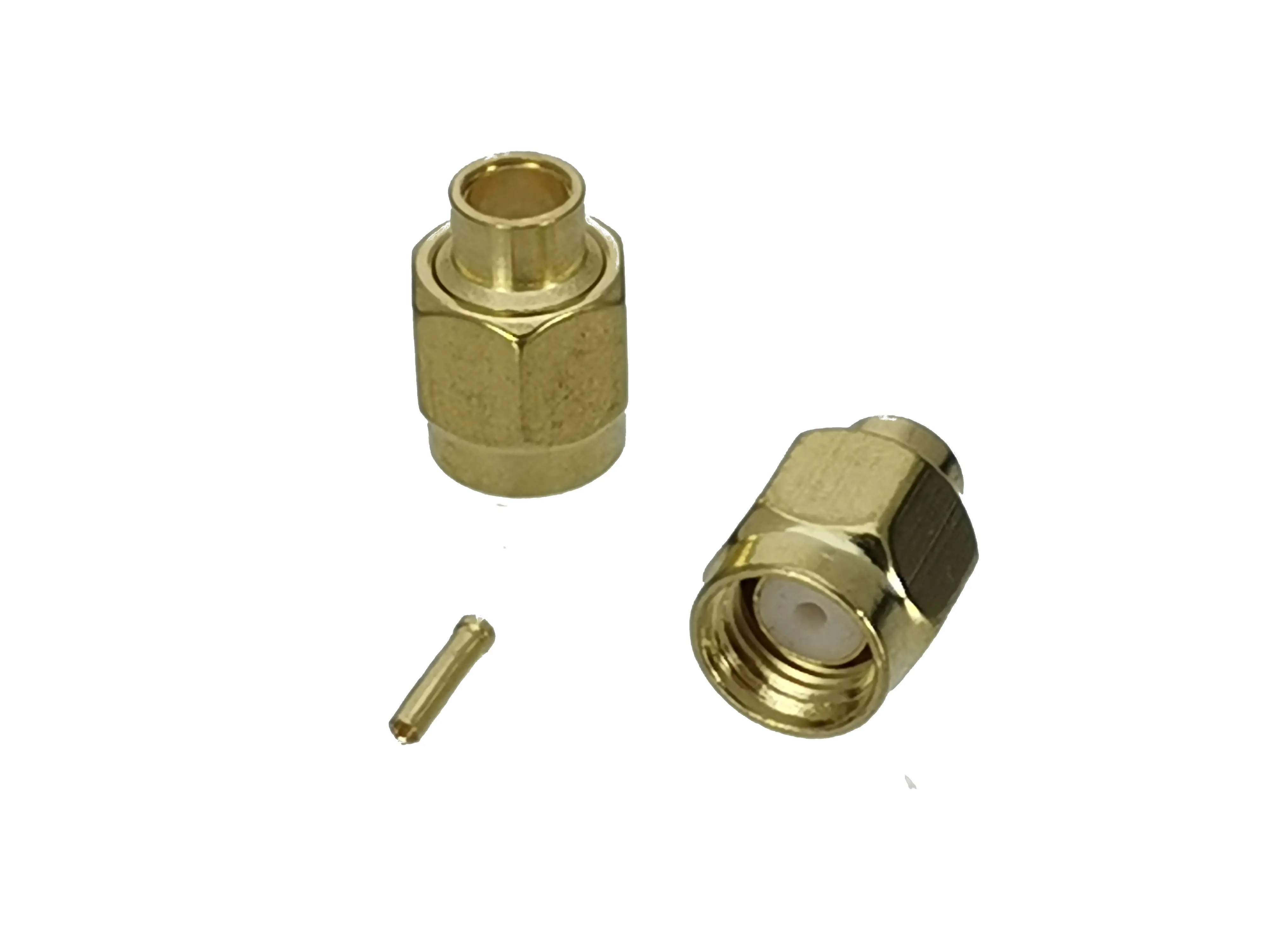 

10pcs Connector RP.SMA male jack solder RG402 0.141" Semi-rigid cable straight