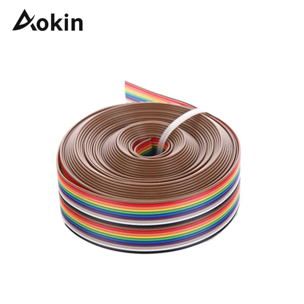 Coverl DuPont Fio Conector от проволочной опорной линии сваренный 3 радужных плоских м 20 Pin для комплекта Arduino Diy 1 27 p