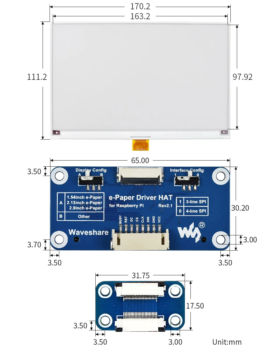 Модуль электронной бумаги Waveshare 7 5 дюйма дисплей EInk для Raspberry Pi 4/ 3/ Zero 2 Вт/Jetson Nano 800