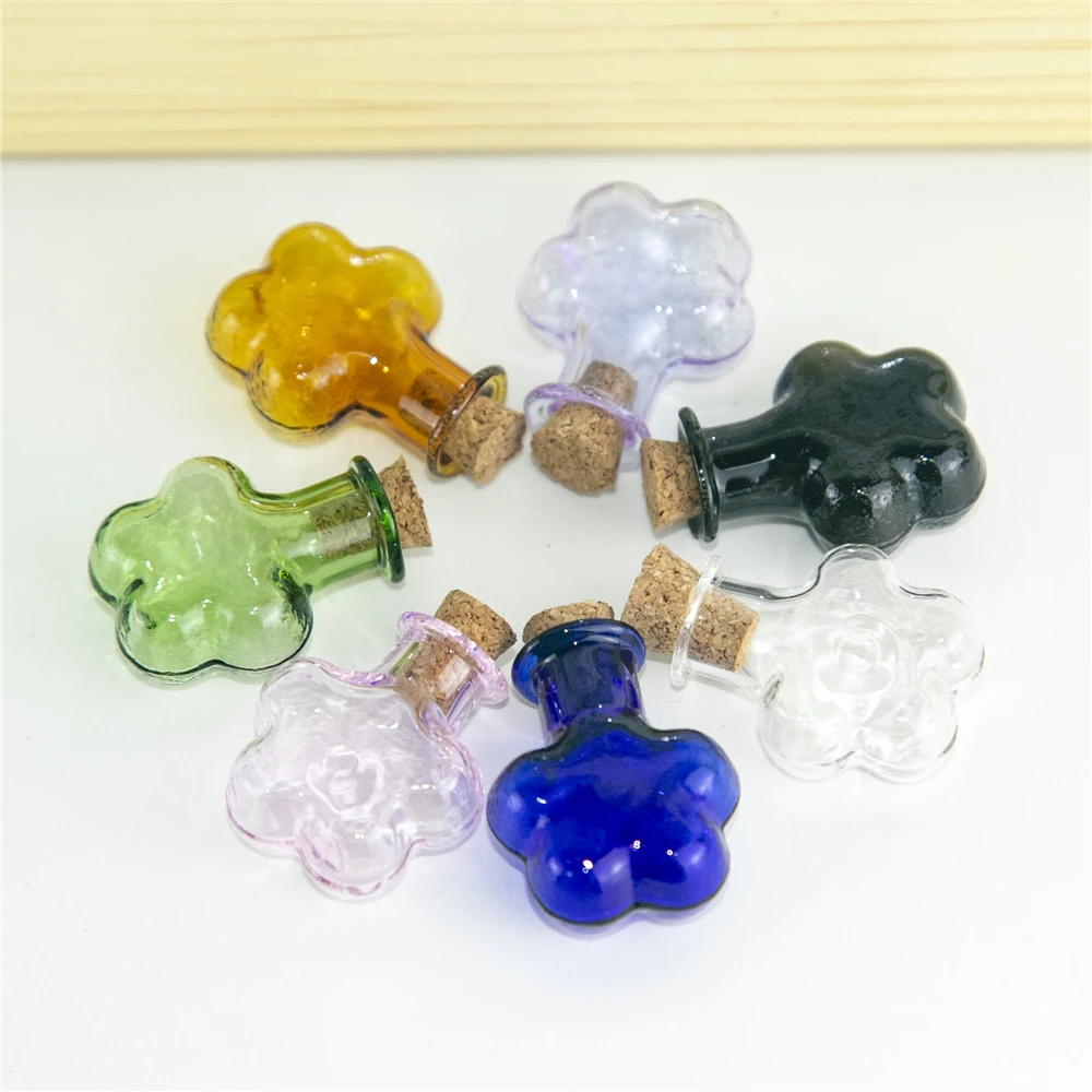 В форме цветка сливы Мини стеклянные бутылки с пробками ручной работы