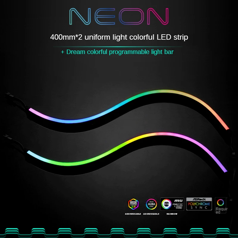 

Bendable DIY Combo Light Strip ARGB Neon Computer Case Decoration LED Strip 5V 3PIN Light Header AURA 13mmx5.5mmx400mm X 2pcs