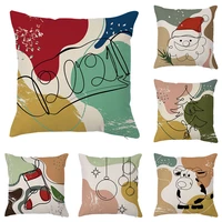 high quality merry christmas decor cushion cover cartoon style animal cow pattern printed linen pillowcases festival decorative