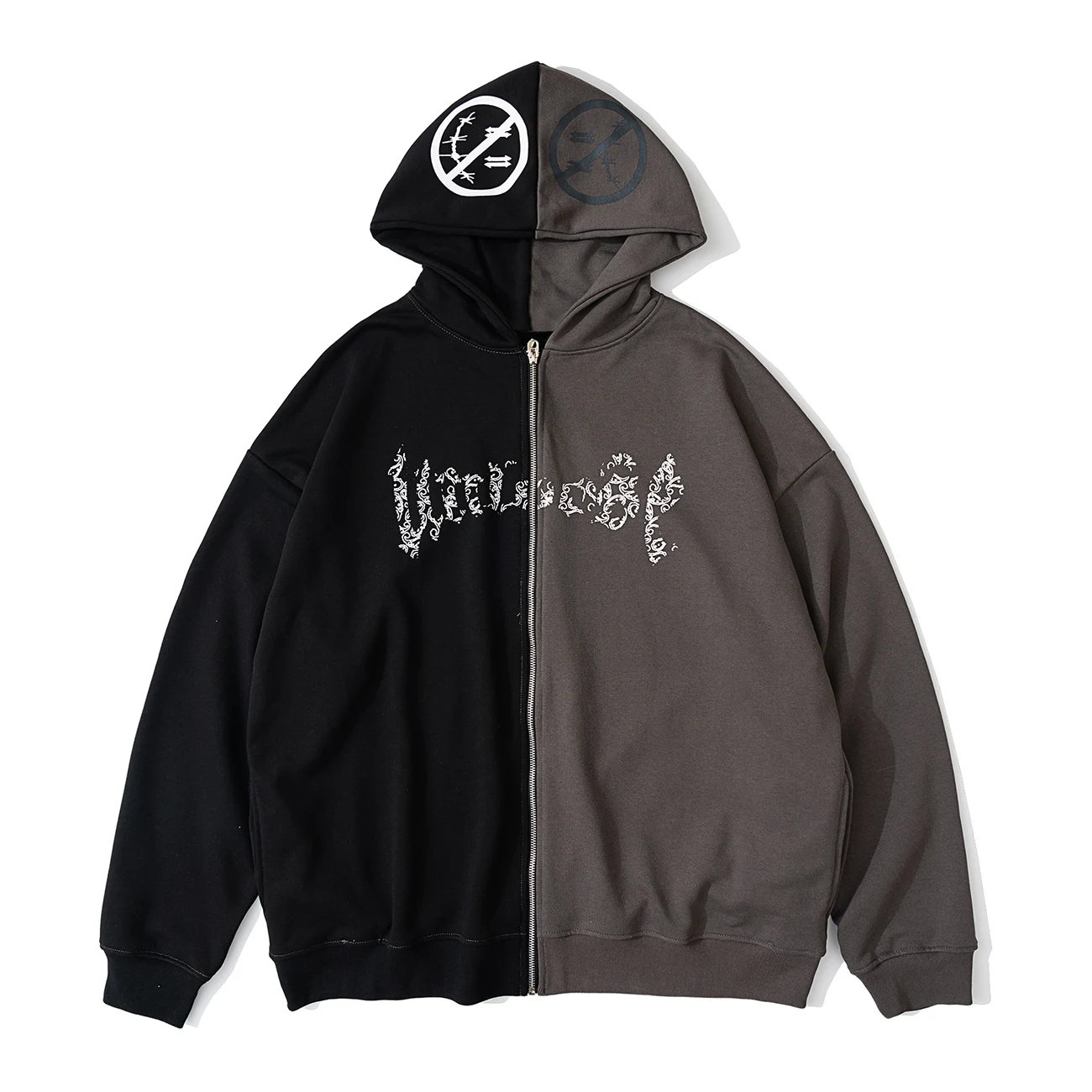 

Men Zipper Sweatshirts Hoodies Hip Hop Streetwear Color Block Patchwork Hooded Jacket Coat Cotton Loose Autumn Hoodies