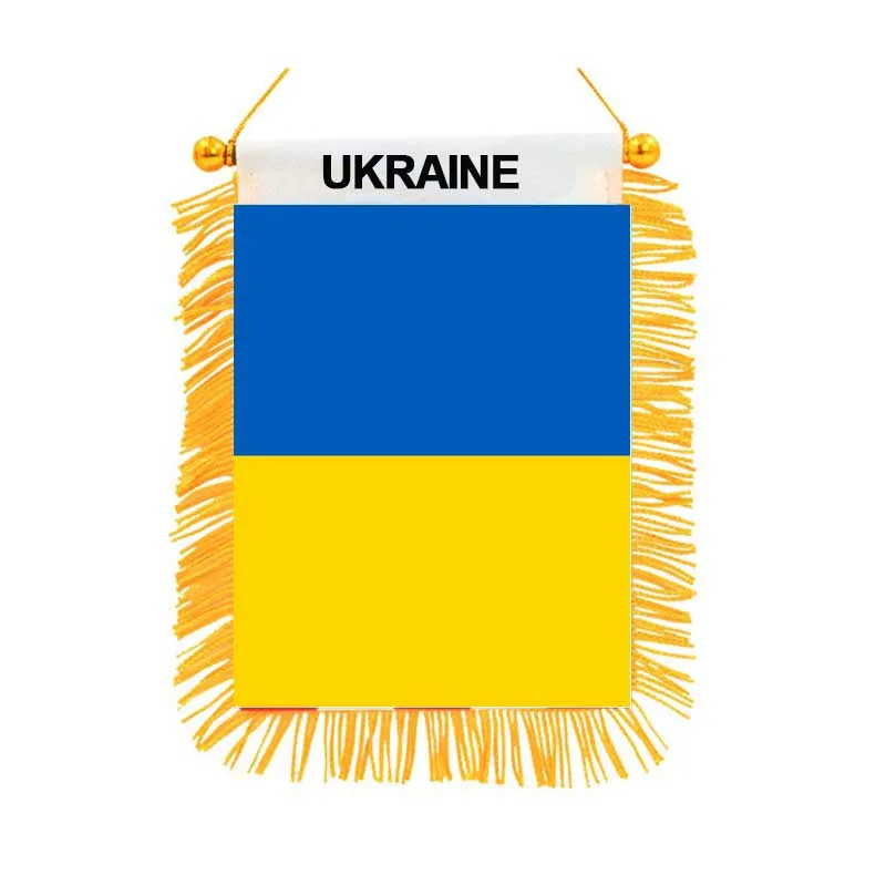 

Ukraine National Flag Double Sided Printed Mini Pennant High Quality Black-out Fabric Home Decor Flag