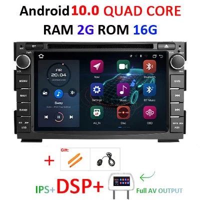 Ips DSP 4G 64G 2 Din Android 10 Автомобильный мультимедийный dvd-плеер для KIA Ceed 2009 2010 2011 2012 Авто радио gps навигация fm obd2 DVR - Цвет: 2G 16G IPS DSP FUll