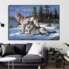 Животные, волк на снегу, холст, картины, плакаты и принты, настенное искусство, картина, Куадрос, украшение для дома, комната, современный декор