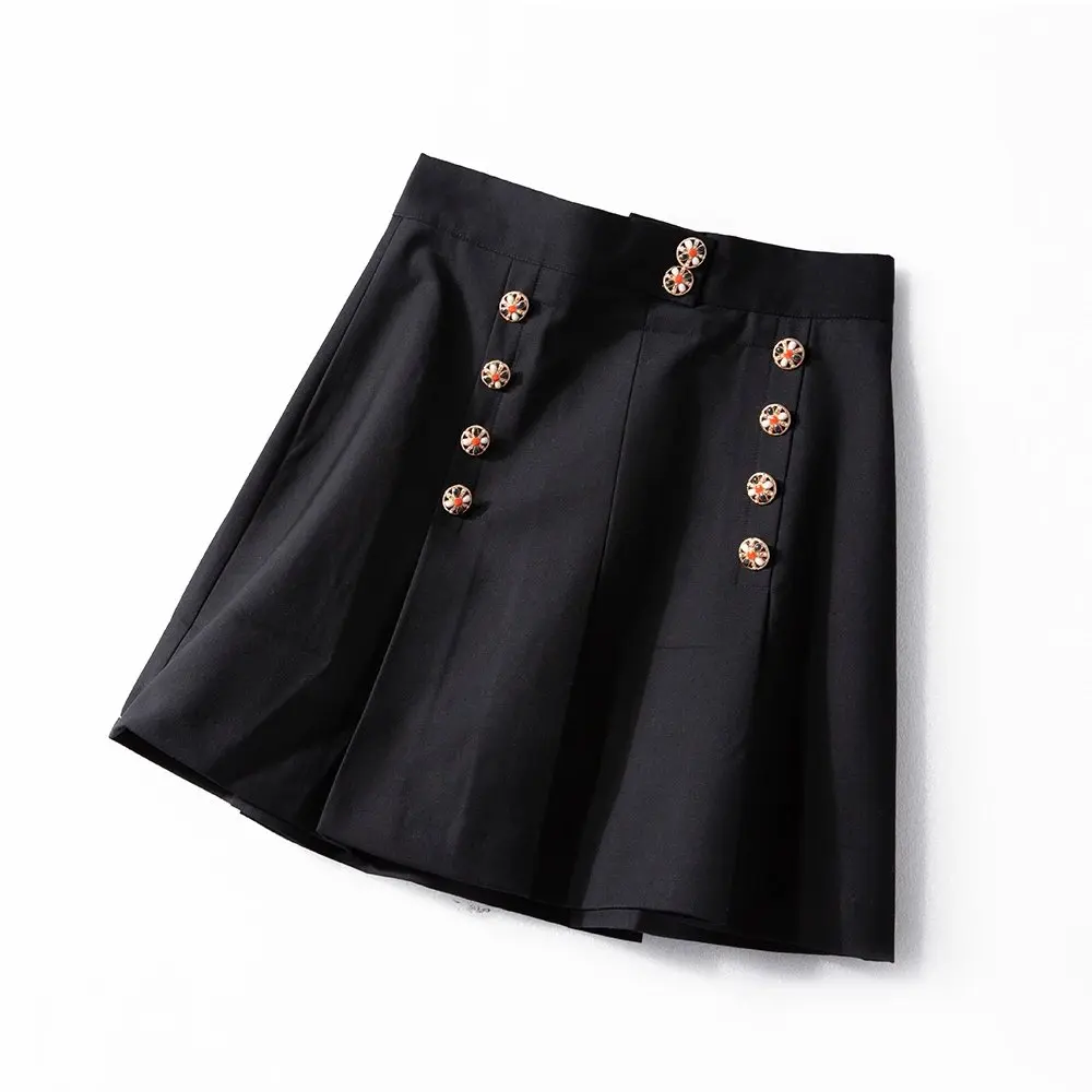 Повседневная Женская юбка с высокой талией двубортная приталенная мини