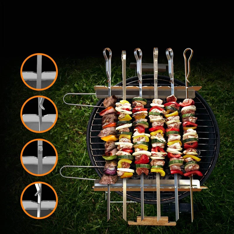 6-10 шт. длинные шампуры Shish Kebob из нержавеющей стали набор многоразовых гриль-вилка