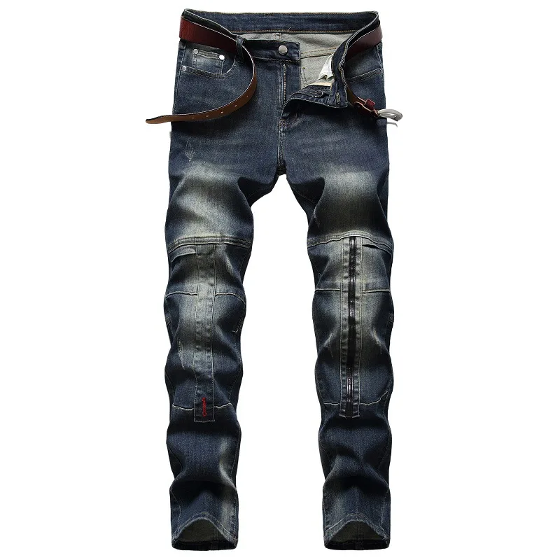 Casual men's jeans slim fit hip-hop denim men's jeans motorcycle high quality trousers high quality 29-42 size