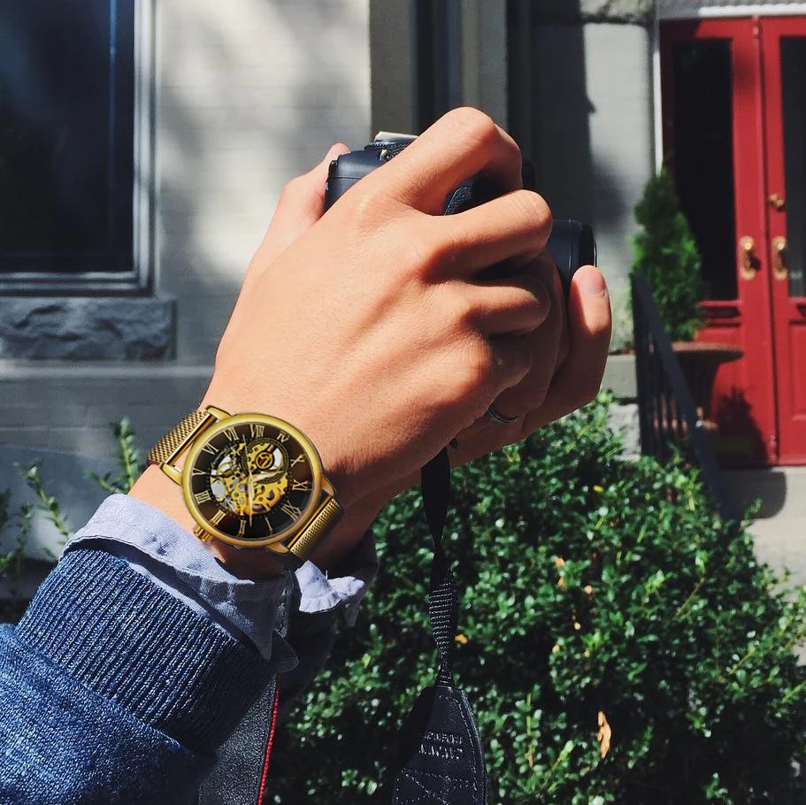 FORSINING золотые мужские часы Лидирующий бренд роскошные механические с