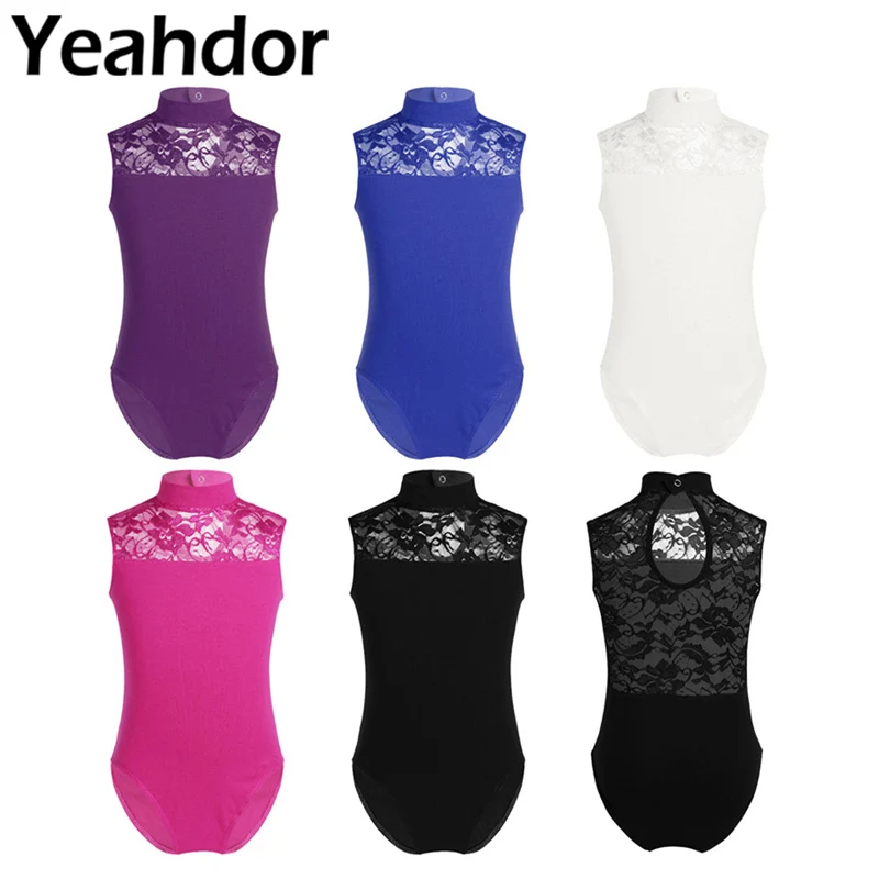 Детское кружевное балетное платье пачка без рукавов для девочек гимнастический