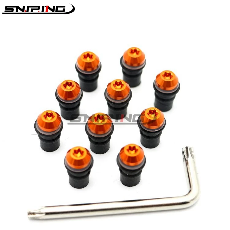 

5mm 10PCS Motorcycle Windscreen Windshield Fairing Bolts Screws Nut Fastener For Kawasaki ER-6F 2017 Motor Van Ninja 650R 17