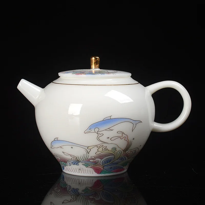 Национальный тренд овцы жир нефрит фарфоровый чайник керамическая посуда чайный