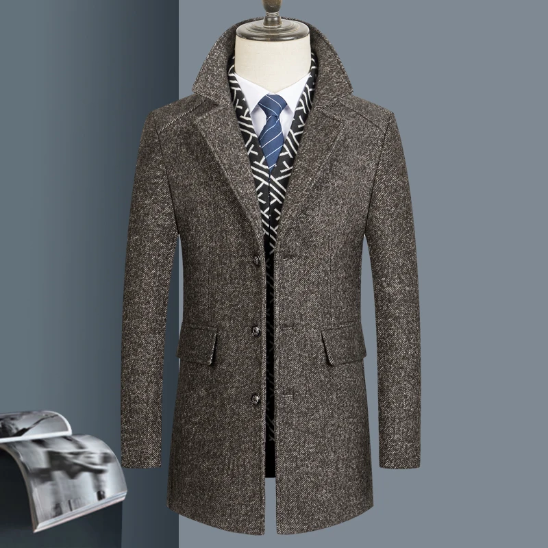 

Winter New Men Wool Coat For Men Business Casual Woolen Coats Male Clothing Men's Jackets Single Overcoat