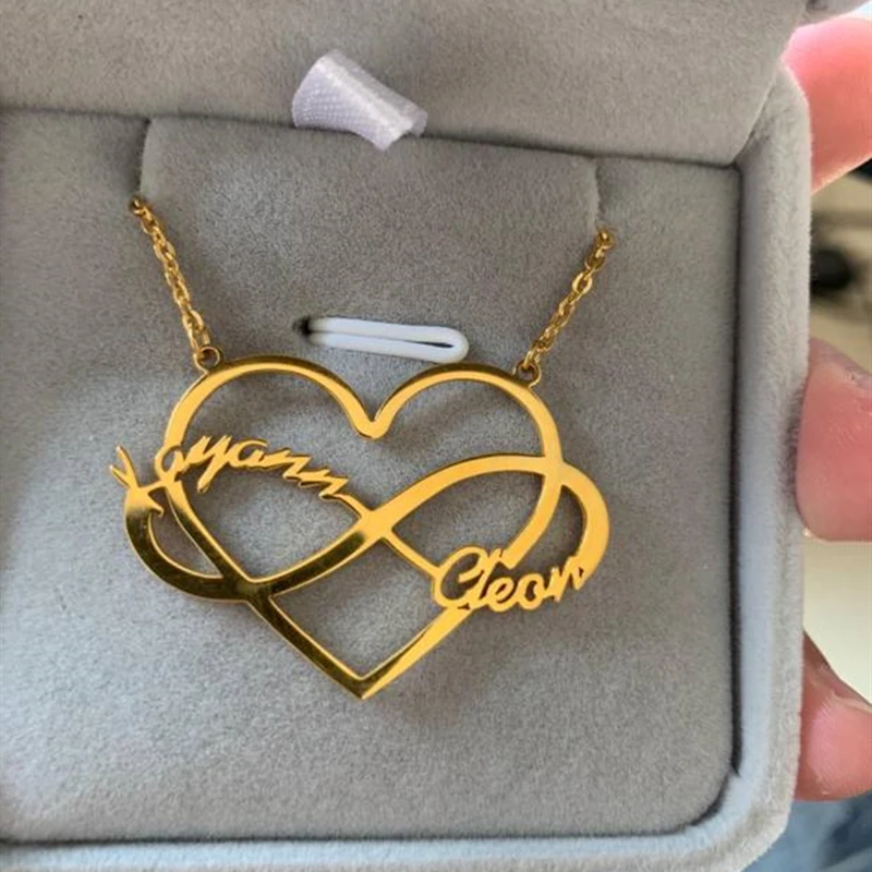 Бохо Бесконечность Имя ожерелье Любовь ювелирные изделия на заказ двойное имя