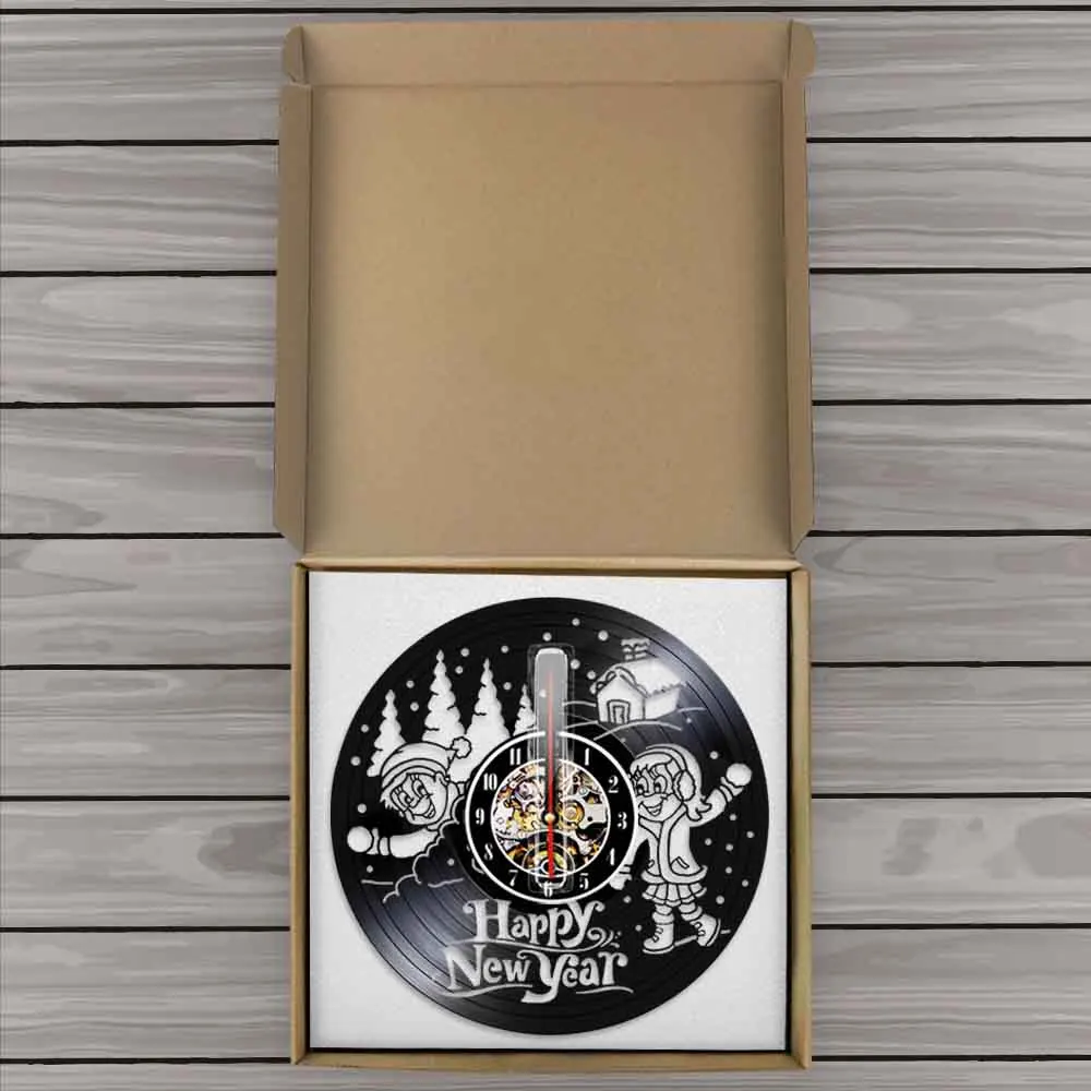 Виниловые 3d-часы с поздравлением на новый год настенные часы современным