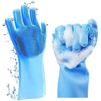1 pair silicone cleaning gloves multifunction magic silicone gloves for dish washing car washing pet hair kitchen clean tool