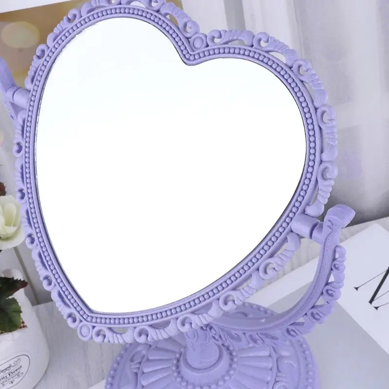 Двухстороннее зеркало для макияжа в форме сердца вращающаяся подставка