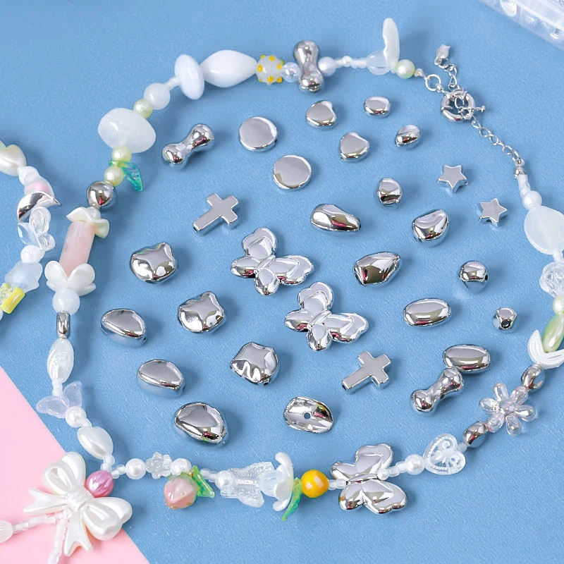 

10Pcs Trendy Silver Color Cross Butterfly Heart Beads For DIY Making Earring Necklace Bracelet Jewelry Accessories