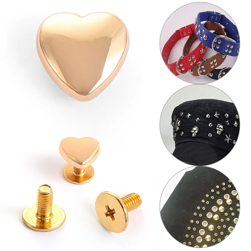 10 шт. Сделай Сам заклепка в форме сердца Винт для сумок фурнитура сумочки