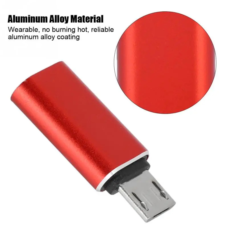 NEW 2 PCS USB3.0 Type-C Female to Micro usb Male Mobile Phone Adapter for Android Type-C to USB3.0 Phone Charging Converter - Color: Red