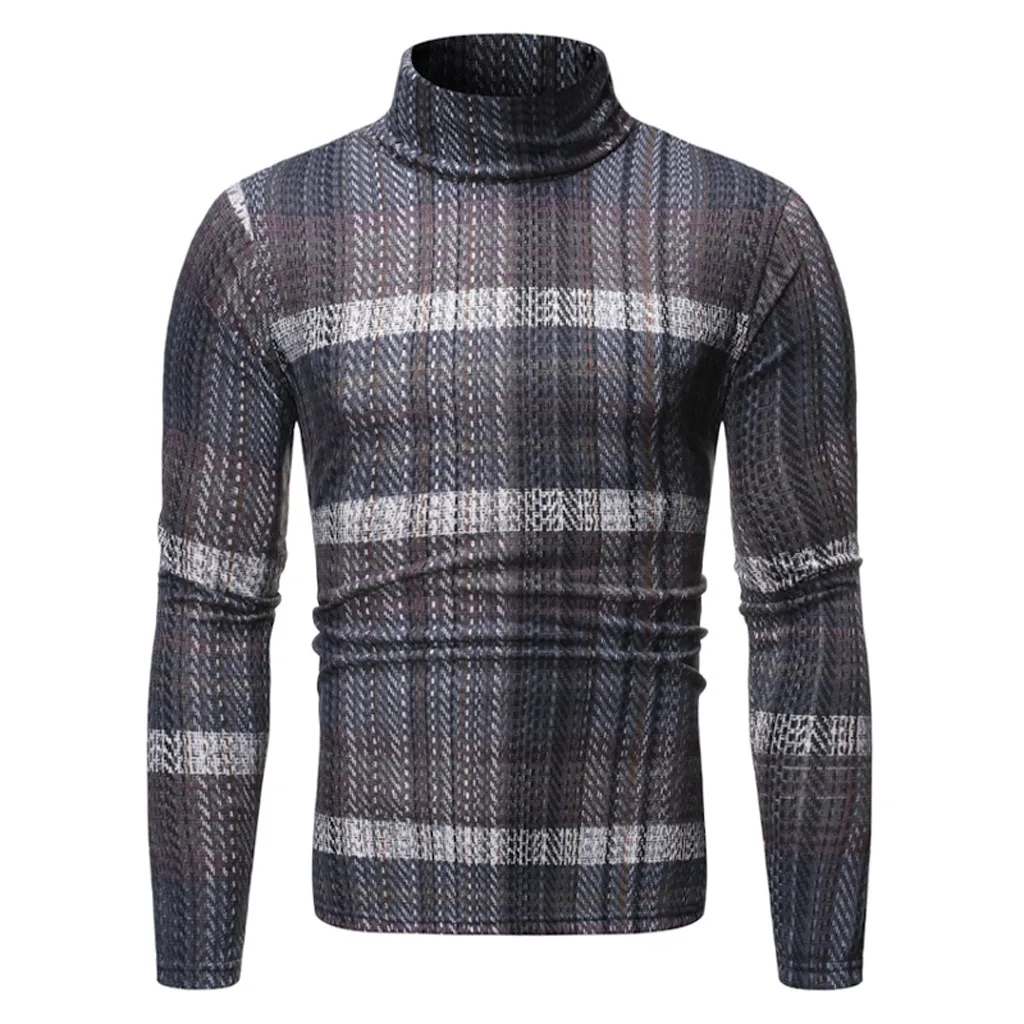 Новый Топ модная мужская блузка Осень зима пуловер в полоску вязаный свитер с