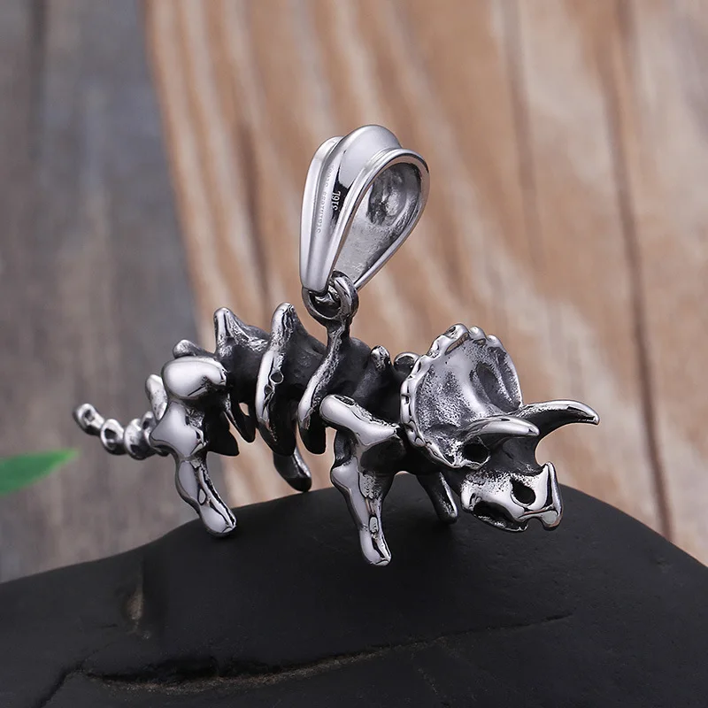 Ожерелье в виде скелета динозавра Мужская Личность титановая сталь хип-хоп