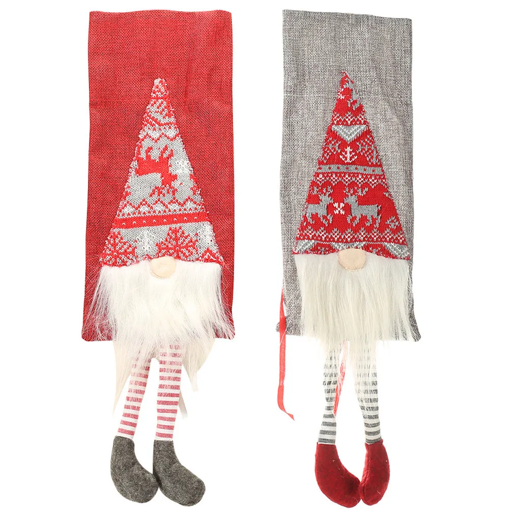 Christmas Wine Bottle Decor Set Santa Claus Snowman Deer Cover Clothes Kitchen Decoration New Year Xmas Dinner Party 7P | Дом и сад
