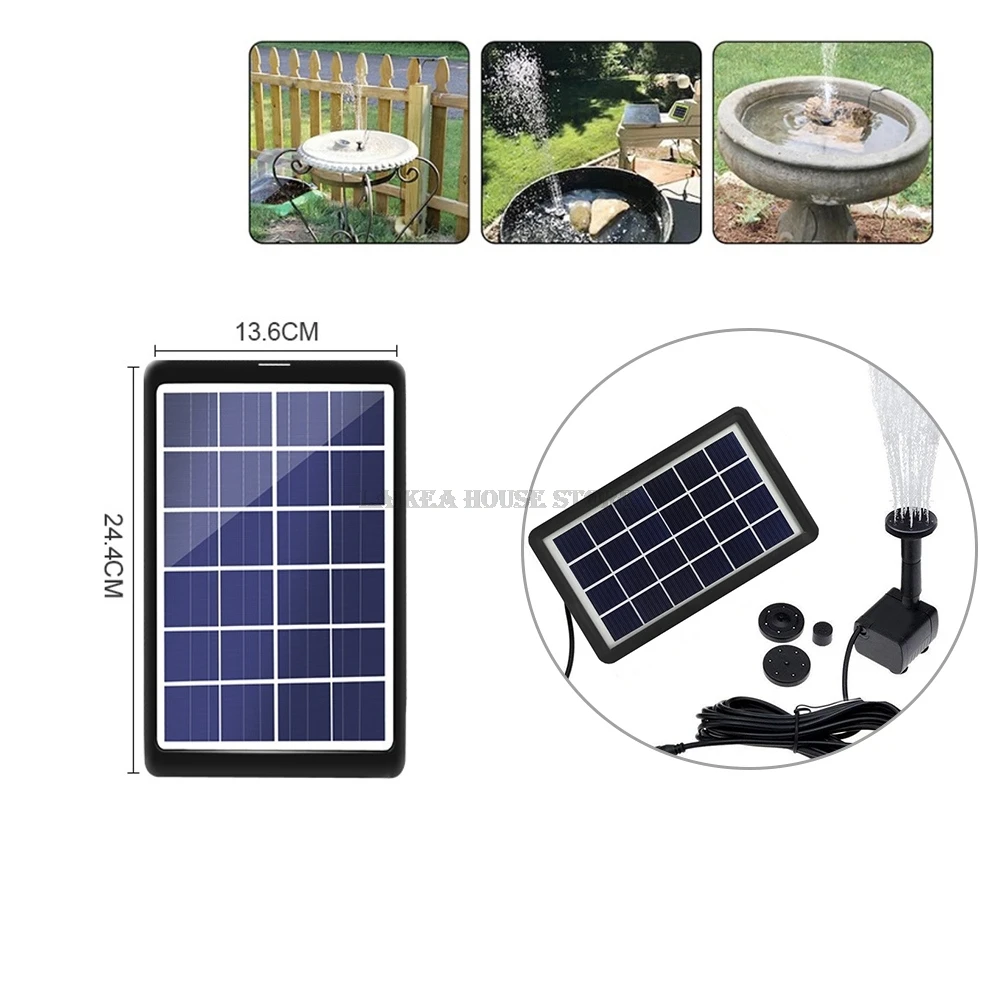 

5W Solar Garden Fountain Pump Solar Garden Fountains Waterfalls Power Solar Bird Fountain Powered Water Pump Birdbath Fountain