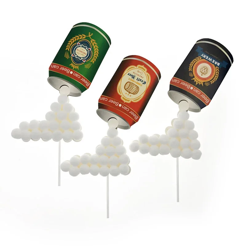 Топпер для торта С Днем Рождения 3D имитация пива бутылка торт флаг Свадьба