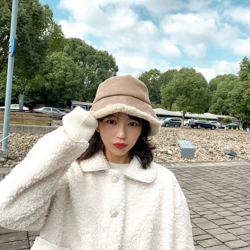 Женская панама из искусственного меха осенне-зимняя однотонная Панама