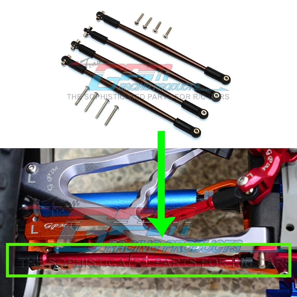 

GPM TRAXXAS 1/10 SUMMIT 56076-4 E-REVO 56087-1 ERVO 3.3 53097-3 Metal steel Front Steering tie rod + Rear support rod #5338