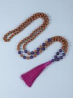 yuokiaa natural wood ethnic bodhi rudraksha necklace prayer buddhist healing stone amethysts bohemian tassel beaded necklaces
