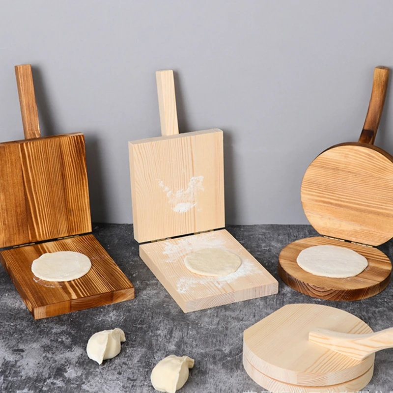 

MXLB Wooden Dumpling Presser Wrapper Reusable Dough Pressing Tool Home Kitchen Baking