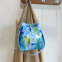 fashion outdoor ladies handbag genuine cowhide leather handbags tie dye painted 2021 newpurses and handbags new design