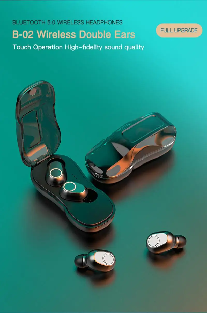 

B02 TWS Wireless Bluetooth 5.0 In-Ear Mini Earphone Car-shaped Charging Warehouse Waterproof Noise Reduction Good Sound