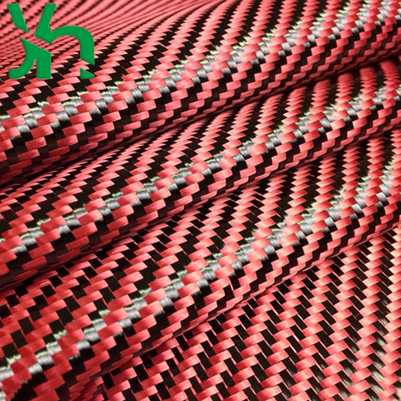 Модификация автомобильного капота, смешанного с красным кевларом и черным саржевым плетением из углеродного волокна 3K200g