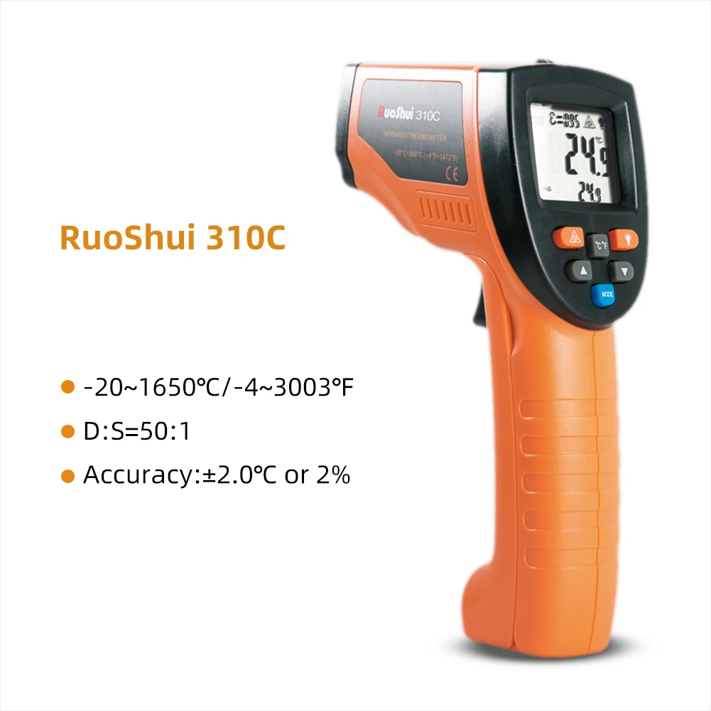 Цифровой инфракрасный термометр Ruoshui 310C 1650 градусов бытовой кухонный прибор для