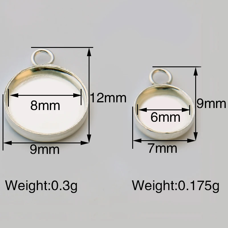 4pcs 925 Sterling Silver Pendant Bracelet Cabochon Blank Base Fit 6mm 8mm DIY Jewelry Making Accessories Findings Components