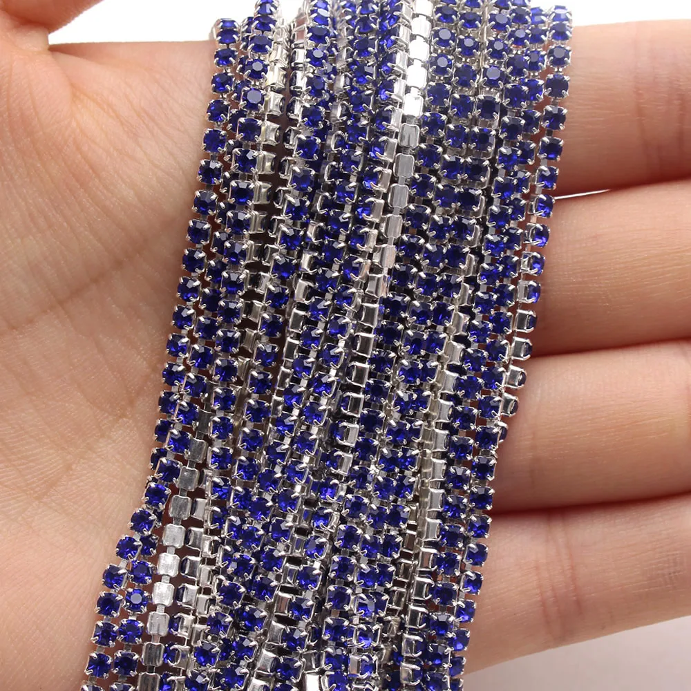 10 ярдов темно синий цвет коготь Кристалл Стразы цепь градиент Сделай Сам плотная