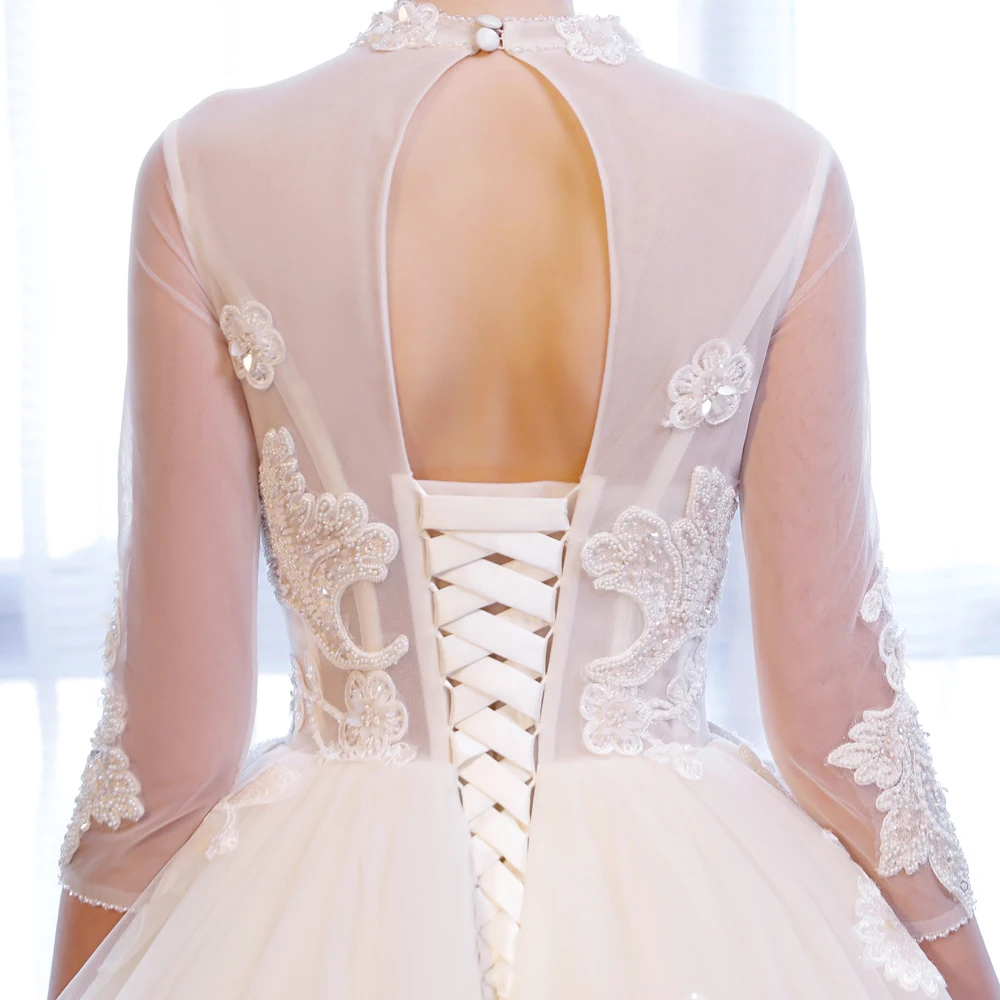 

165 vestido de novia sencillo wedding dresses for women vintage lace robe de mariee manche longue bridal wedding gowns