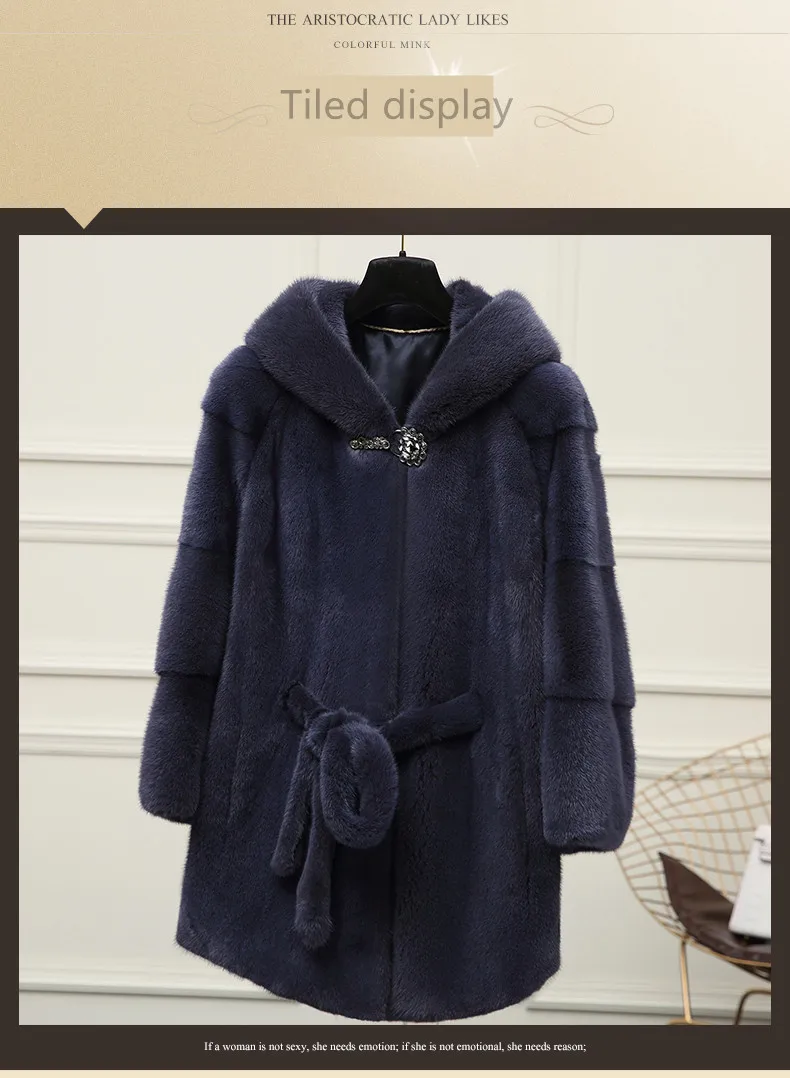 inverno новая полностью из норки шуба longa seque das mulheres balancha onda Da Moda com capuz casaco de pele de vison