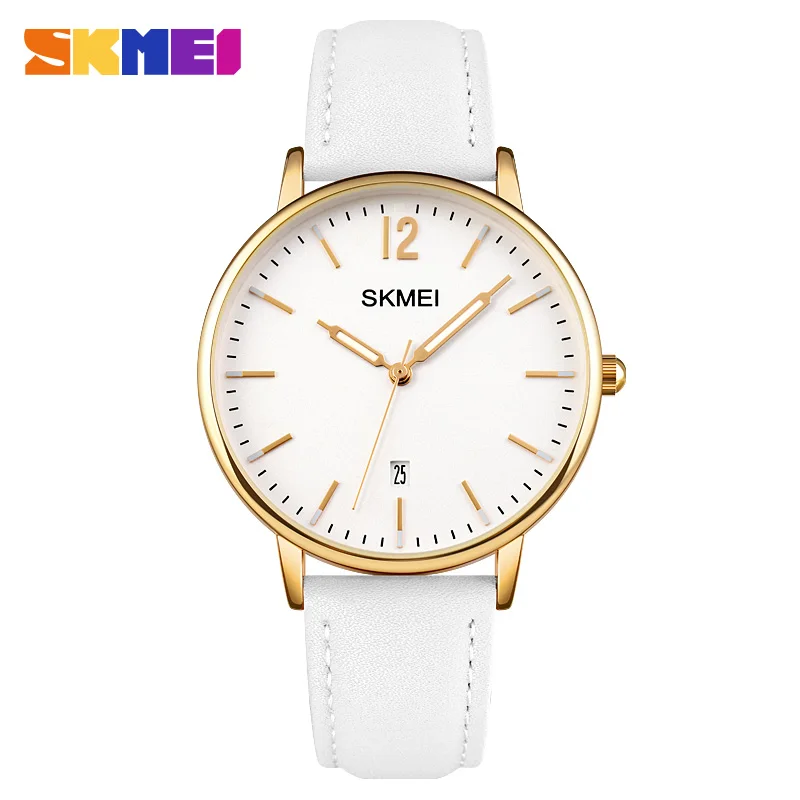 

Women's Watch 3D Metal Pionter Quartz Wristwatch Luminour Pointer Waterproof Leather Bracelet Date Fashion Ladies Clock SKMEI