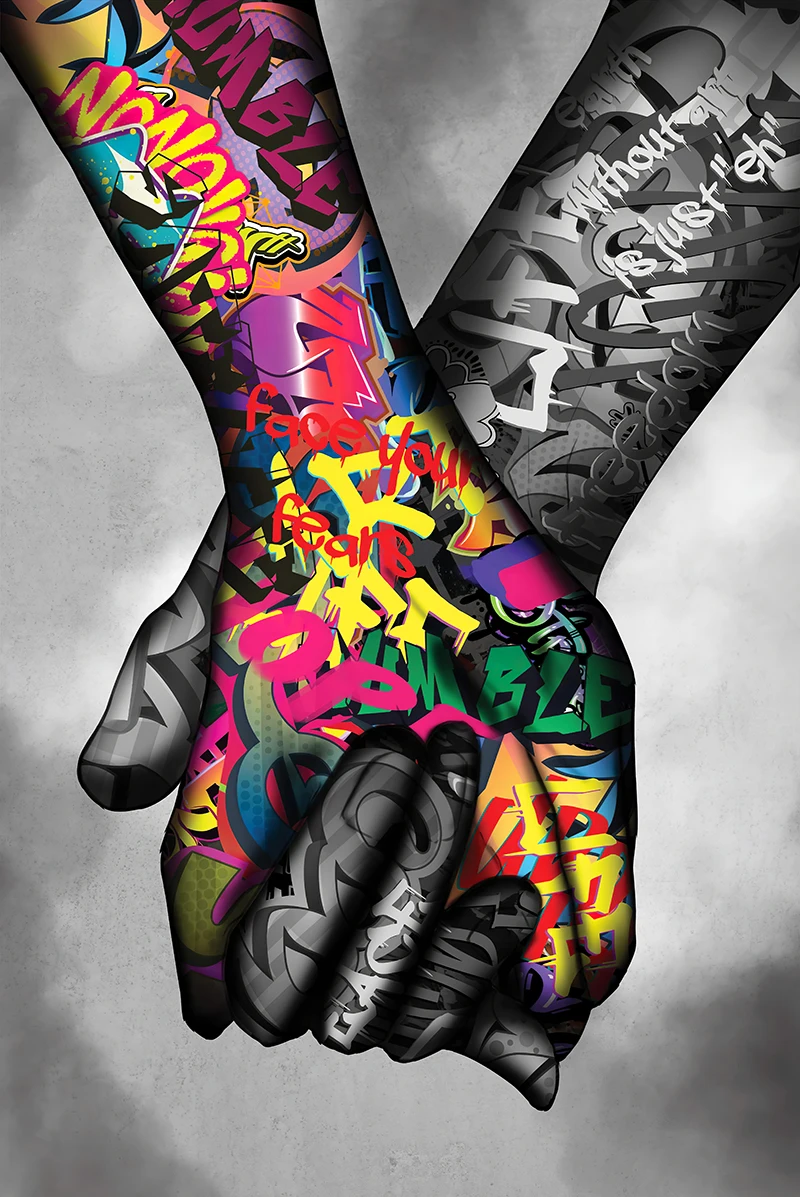 

Street Graffiti Art Canvas Painting Lover Hands Art Wall Posters and Prints Inspiration Artwork Picture for Living Room Decor