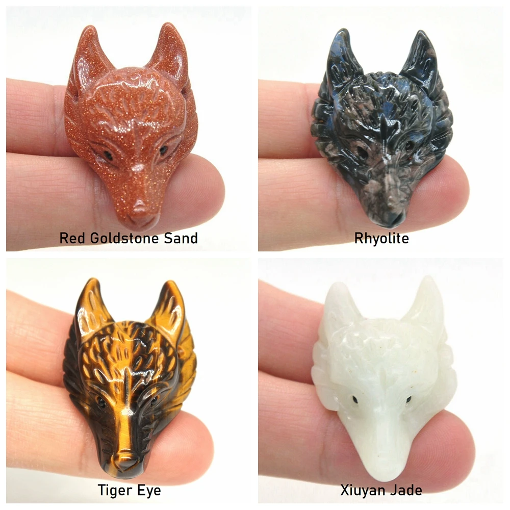 Кулон с головой волка 1 5 дюйма аксессуары из натурального камня сделай сам