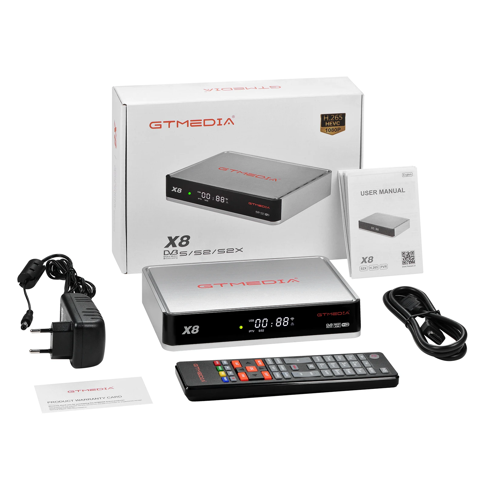 

GTMedia X8 Satellite TV Receiver DVB-S/S2/S2X Support Youtube Youporn Built-in 2.4G WIFI Support Europe spain c c a m TV BOX