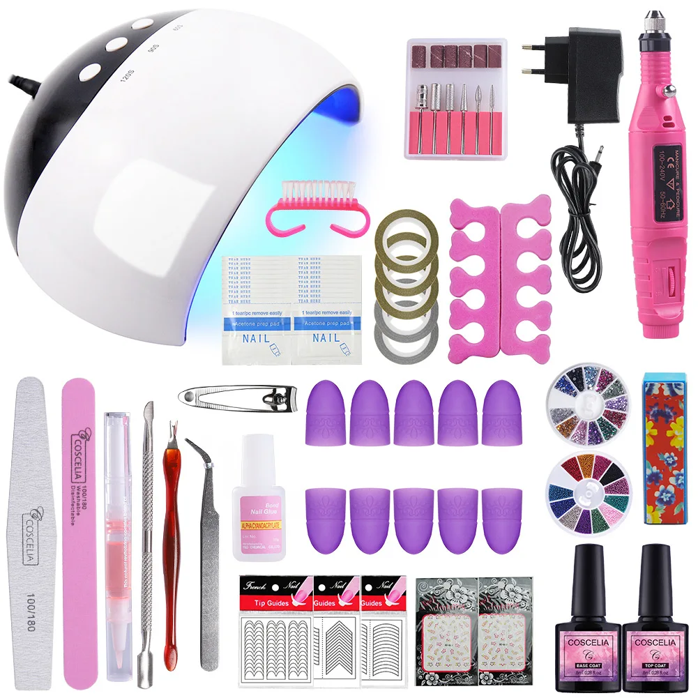 No gel polish Набор для ногтей УФ светодиодный светильник Сушилка с выбирайте 6/10/12 Цветов Гель-лак для ногтей комплект био-Гели Soak Off маникюр сверлильный станок набор инструментов для ногтей - Цвет: No gel polish