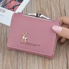 Кожаный женский кошелек с мультипликационным рисунком, карманный Дамский бумажник, клатч, компактный держатель для кредитных карт, милая сумочка с оленем для девушек, 2020