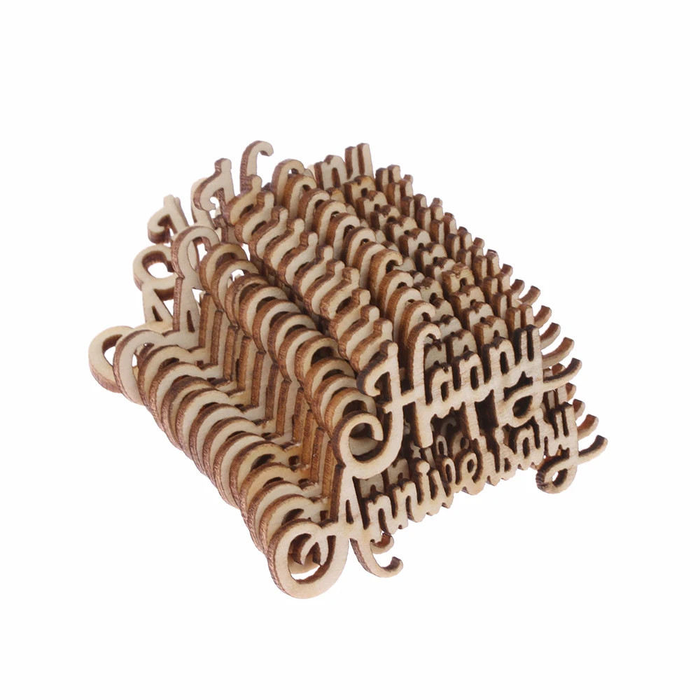 15 шт. лазерная вырезка на годовщину деревянные ломтики подвесные украшения